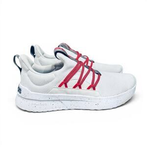 Adidas Cloudfoam White Red Running Shoes Mens Size 10 Athletic Sneakers